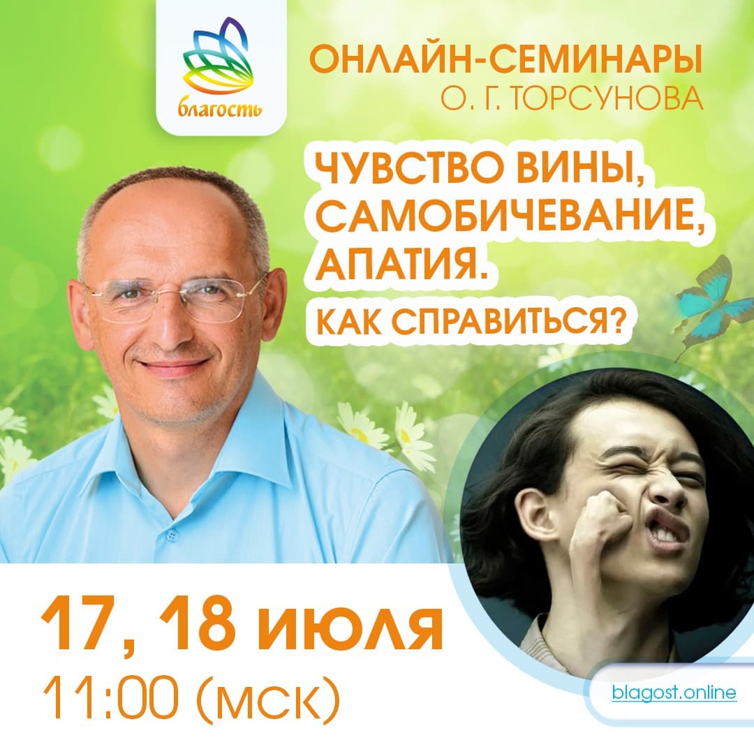 Онлайн-семинар «ЧУВСТВО ВИНЫ, САМОБИЧЕВАНИЕ, АПАТИЯ. КАК СРАВИТЬСЯ» Олег Торсунов